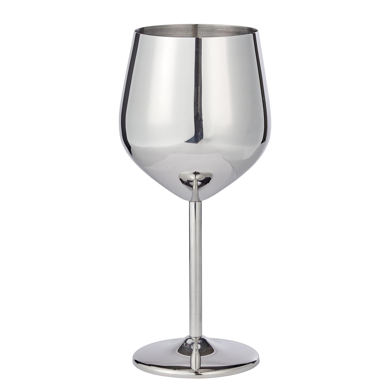 BUTLERS 4er Set Weingläser 400 ml Edelstahl - MANHATTAN LOUNGE | Farbe Silber - Weinkelch für Weißwein - Stielglas für Rotwein - Bruchfeste bauchige Form aus poliertem Metall