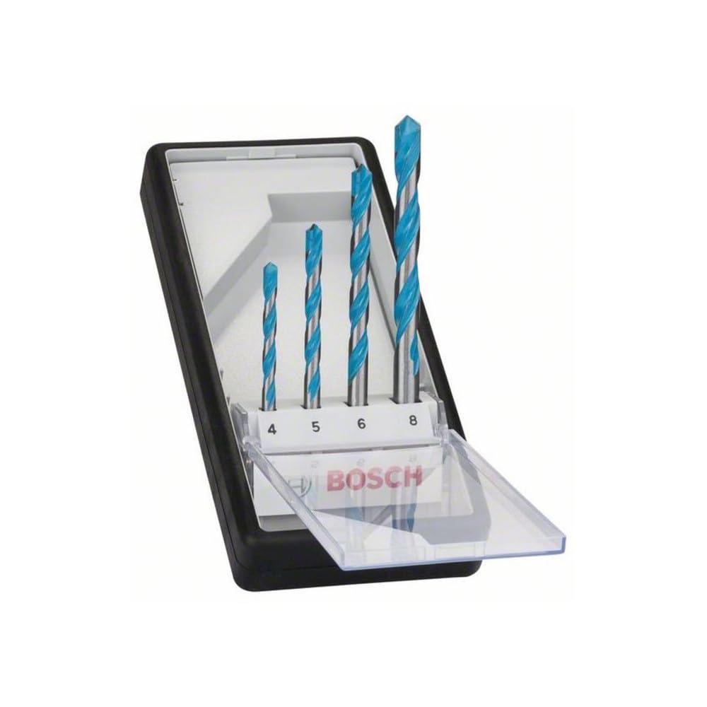 Bosch Professional - Juego de 4 brocas multiuso Robust Line CYL-9 MultiConstruction - Acero Inoxidable, 4, 5, 6, 8 mm