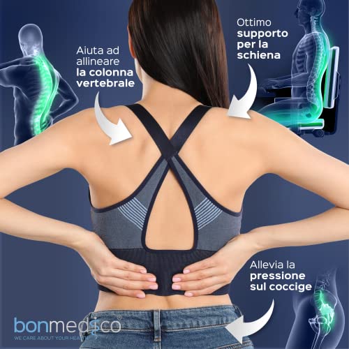 Miniatura 4 de Bonmedico Cojín Ortopédico Viscoelástico Con Gel Asiento Ergonómico Para Silla De Oficina, Coche, Hogar, Gaming Y Lectura Funda Lavable Antideslizante Estándar Negro Velours