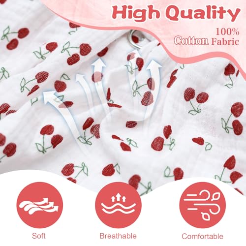 Image of CuteBone Cotton Dog Dress Cherry with Leash Ring & Sleeve Ruffles, Soft & Breathable, Stylish Pet Clothes Outfit for Small Dogs, Comfortable & Easy to Wear CFX01XS