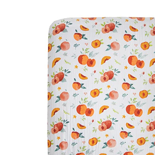 Image of Little Unicorn Premium Crib Sheet | Breathable & Super-Soft Muslin Fabric (Georgia Peach)