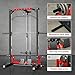 Soozier Power Cage Smith Machine, Multi-Function Power Rack with Pull Up Bar, LAT Pull Down System and Squat Rack, Barbell Bar, Plate Storage Posts, Landmine, for Home Gym