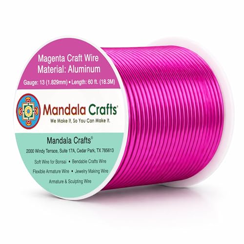 Image of Mandala Crafts 13 Gauge Magenta Anodized Aluminum Craft Wire, 60 FT | Colored, Flexible, Bendable, for Bonsai, Armature, Sculpting, Wire Wrapping, Jewelry Making, Weather & Tarnish Resistant