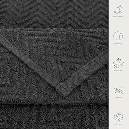Casa Copenhagen Wave Textured 4 teiliges Badetücher Set - Kieferngrau, 550 g/m², 4 teiliges Badetücher, Baumwolle Handtüchern Rau und zäh Einsatz, Geschenkset für Badezimmer – Bild 5