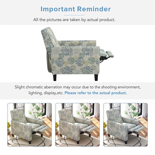 Sillón reclinable tapizado azul moderno miniatura 6