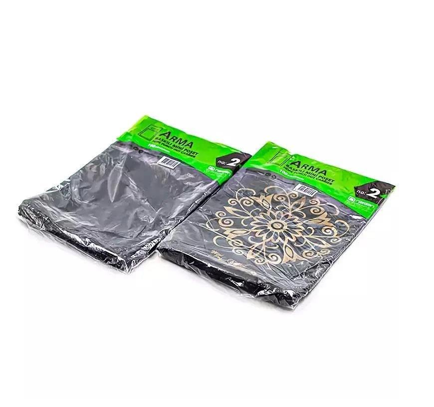 Arma Baskılı Mini Blok Poşet Torba - No : 2-25x37 Cm. - Siyah - 100 Adetlik 1 Paket