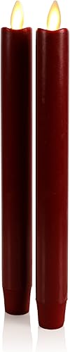 Luminara Juego de 2 velas LED de llama móvil (1 x 9.75), vela sin llama, borde derretido, cera suave, sin perfume (rojo)