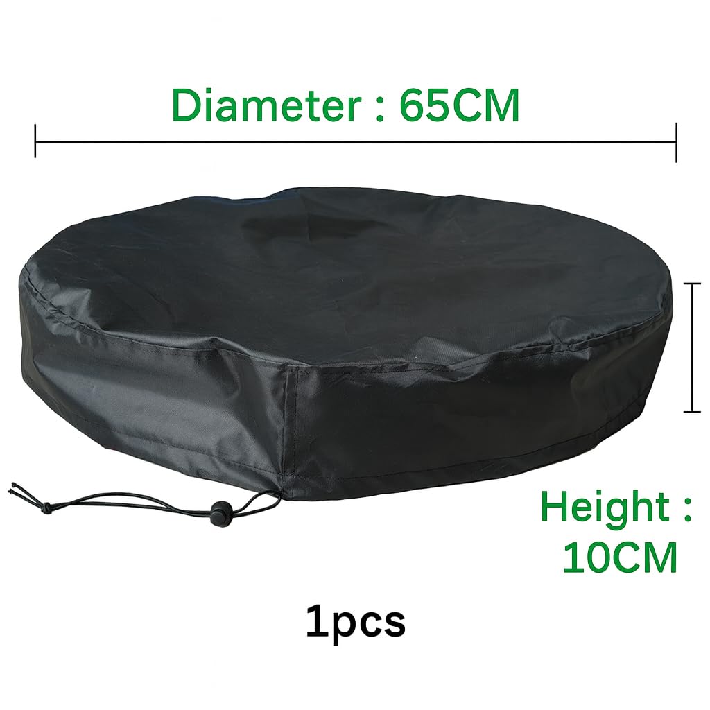 Copertura tonda, diametro 65 cm, 420D, tessuto Oxford, impermeabile, antipolvere, con coulisse regolabile, per bidoni della spazzatura da giardino, mobili da esterno