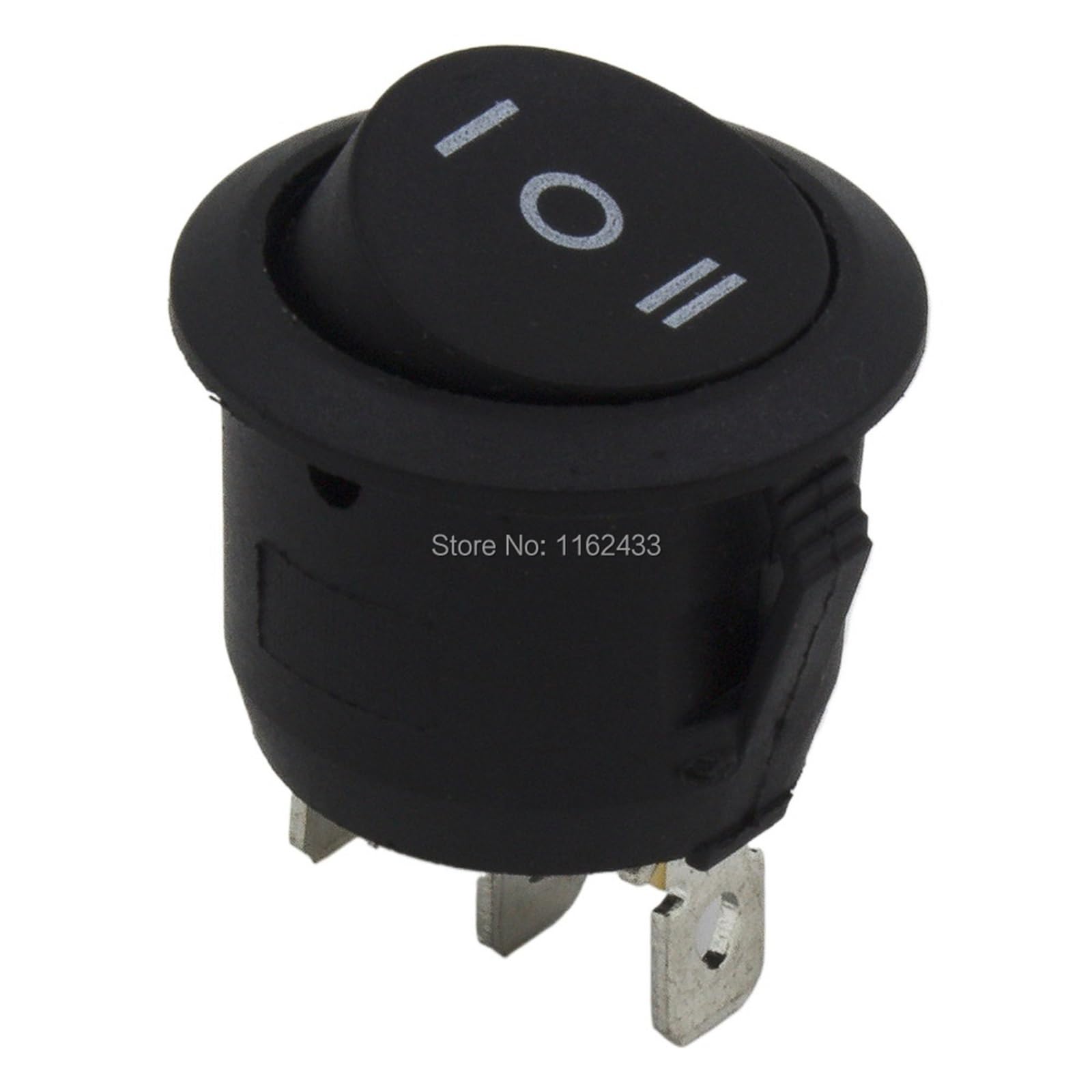 Zestaw 100 okrągłych przełączników kołyskowych KCD1-103-5 o średnicy 20 mm i 3 pinach, wł./wył./wł./wył. (czarny)