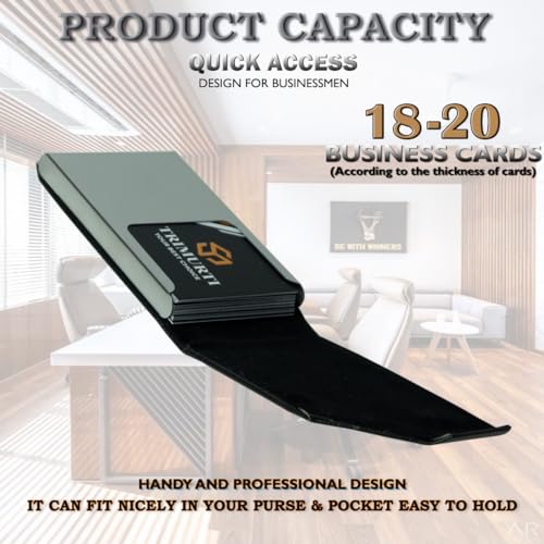 Image of Mini2buy Customized Unisex Vertical Card Holder Name Engraved for Credit|Debit|ATM|Business Visiting RFID Blocking Stainless Steel (1 x 10 x 6 cm) Personal Corporate Gift (Cut-Black)