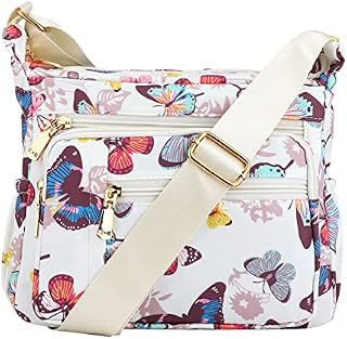 Womens Multi-Pocket Casual Crossbody Handbags, Nylon Crossbody Bag Waterproof Shoulder Bag Messenger Hobo Bag with Zipper