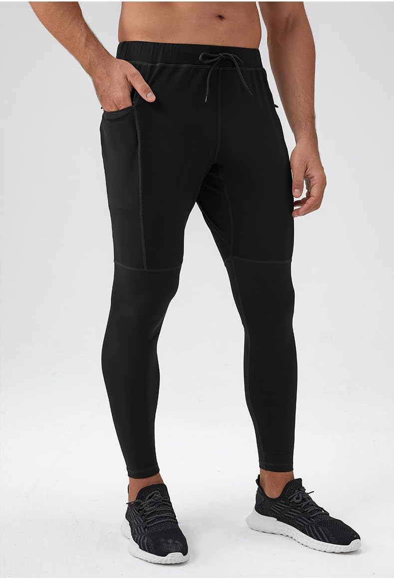 Men's Yoga Pants Compression Sweatpants with Zippered Pockets for Athletic Training and Lounge