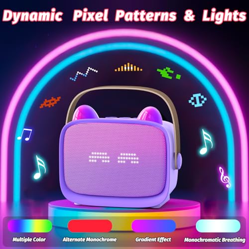 Image of Mini Karaoke Machine Toys Gifts,Kids Portable MP3 Player with 2 Wireless Microphone and LED,Christmas Birthday Gifts for Girls Boys 3 4 5 6 7 8+ Year Old (Purple)