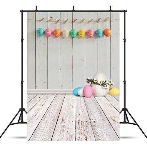 6x9ft Easter Eggs Photo Backdrops for Pictures White Wood Floor Photography Background