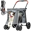 Medium Dog Stroller, Dual Entry One-Touch Folding,Small and Medium Pet Stroller,360° Rotating Front Wheels,80 lbs Weight Capacity for Outdoor Travel and Elderly Dogs – Gray