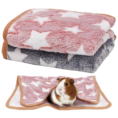 Guinea Pig Blanket, 2 Pack Warm Soft Coral Fleece Small Animal Blankets Washable Pet Cage Liners Sleep Mat Pad Cover for Rabbit Hamster Dog Cat Ferret Chinchilla Hedgehog Bedding, 24
