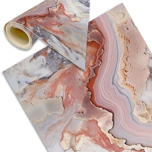 DECORA TU MUNDO - Alfombra Vinílica Lavable Antideslizante Imitacion Marmol - Tapete para Cocina, Salón, Comedor, Dormitorio, Pasillo o Terraza (OXIDO, 180x60 cm)