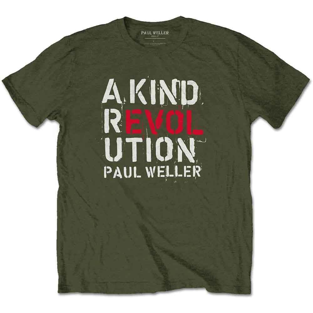 Rock Off Officially Licensed Products Men's Green Rockoff Trade Paul Weller A Kind Revolution T - Shirt, ( Green), X-Large