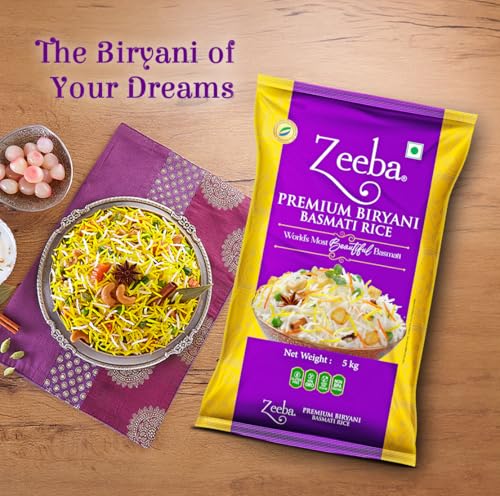Image of Zeeba Premium Biryani Rice 5 Kg, Chef's Choice, Restaurant Style, Extra Long Grains (Cooked length upto 26mm*)
