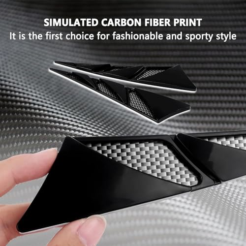 Image of Auto Decorative Air Flow Intake Scoop, Car Hood Simulation Air Vent Trim, 2 pc Vehicle Bonnet Vent Sticker Cover, Universal Automotive Exterior Accessories (Glossy Black)