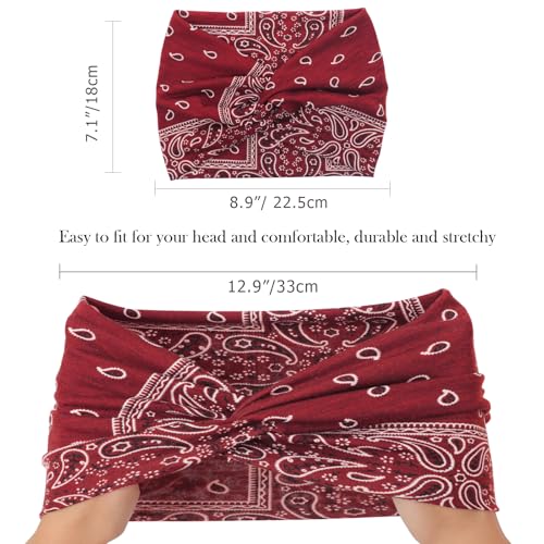 Image of DRESHOW 4 Pack Turban Headbands for Women Wide Vintage Head Wraps Knotted Cute Hair Band Accessories