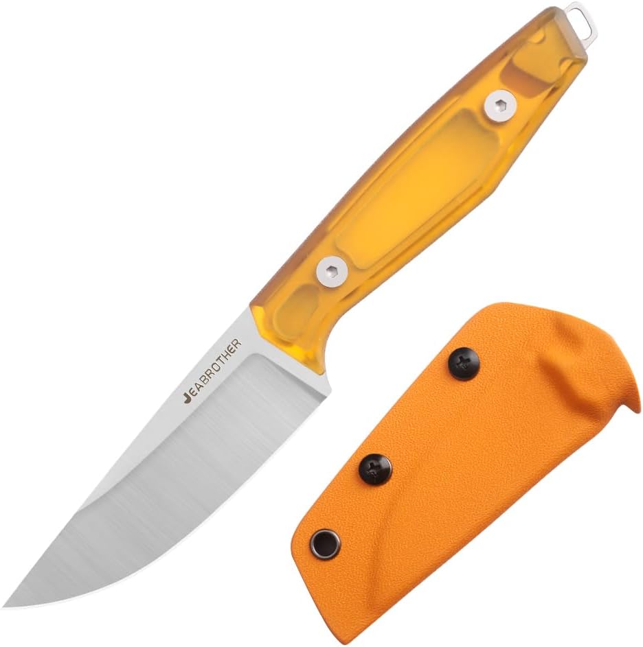 14C28N steel fixed blade knife with kydex sheath, EDC outdoor camping survival hunting fruit knife (EPi handle tip)