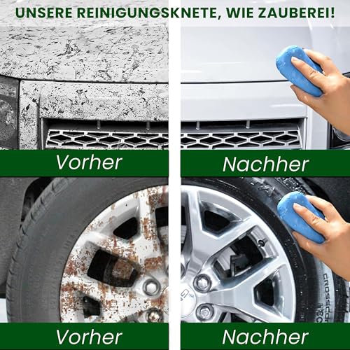 Instinktive-Oase® Reinigungsknete Lackreinigungsknete Auto & Motorrad Polierknete – Hochwertiger Ton für Autopflege, Felgen, Lack, Glas – Entfernt Insekten, Teer, Flugrost, Baumharz, Staub, Kot