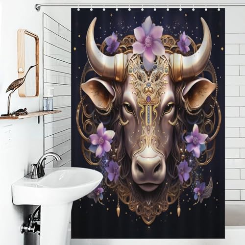 Rideau de douche taureau imperméable et séchage rapide en tissu