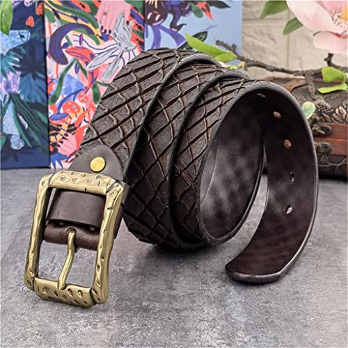 JSEIAJB Hand Carving Double-Sided Use Leather Belt MenThick Genuine Leather Belt Men Retro Brass Buckle2