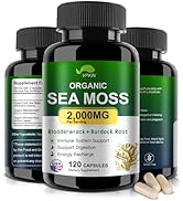 VPKIN Organic Sea Moss Capsules with Bladderwrack,Burdock Root and Black Pepper Extract-Irish Sea...