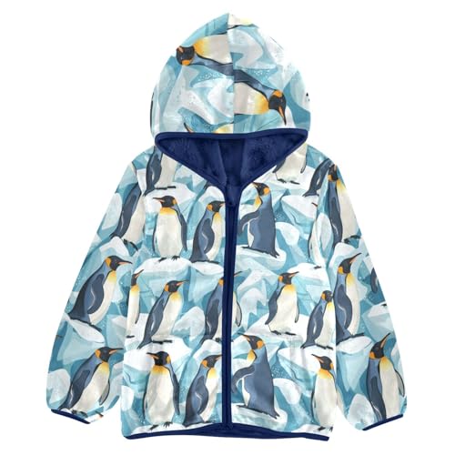Penguins and Glaciers Girls Fleece Jacket Girls Fall Jacket Boys Coats Zip Up Hoodie Children Sherpa Warm Outerwear 2-10T