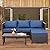 Valita Outdoor Furniture Set 3 Piece Patio Set Patio Conversation Sets Outdoor Sectional Sofa Patio Loveseat Coffee Table with Non-Slip Cushions, Navy Blue