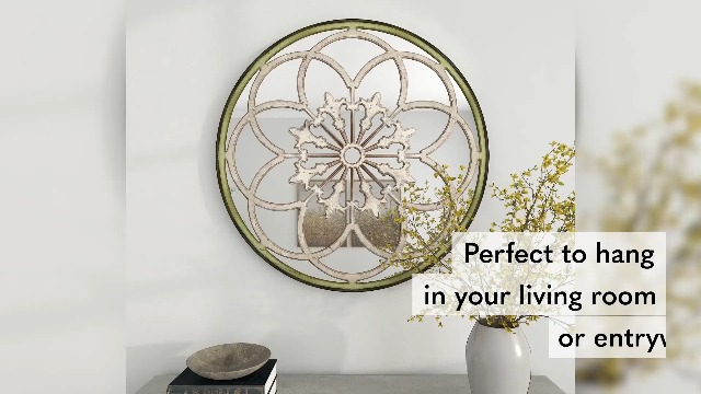 Amazon.com: Deco 79 Wooden Floral Room Wall Mirror Medallion