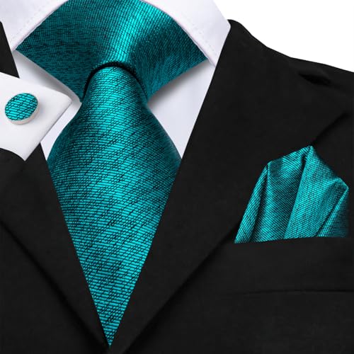 Image of Hi-Tie Mens 70inches Tie Set Extra Long Necktie for Men Cufflinks Handkerchief Big Tall Men Business Wedding
