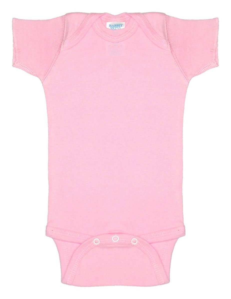 RABBIT SKINS Infants'5 oz. Baby Rib Lap Shoulder Bodysuit, 6MOS, Pink