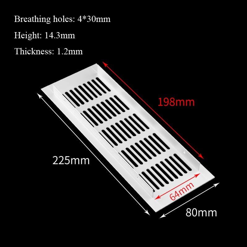 Amazon | KITANDOVE アルミ合金グリルキャビネット通気口カバー 80x200mm ブラック 通気口カバー 家具 ワードローブ  靴キャビネット用 | 換気口 50/60/80mm アルミニウム合金ベントグリル - ブラック/ホワイト キャビネットベントカバー ワードローブ、クローゼット、靴