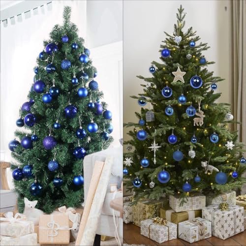 Image of fizzytech Shatterproof Christmas Balls Ornaments Pack of 12 Blue Hanging Balls Size 6cm Perfect Xmas Tree Decorations (6cm Blue 12 Pc)