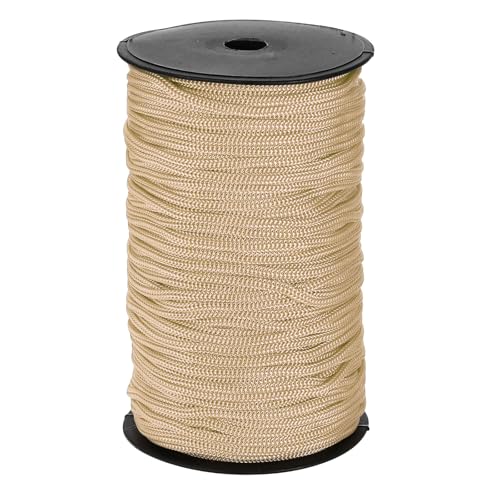 sourcing map Corde tressée en polypropylène de 5 mm - 100 m - Corde utilitaire creuse pour corde à linge, camping, randonnée, extérieur, kaki