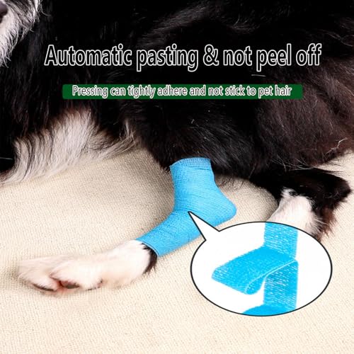 ANAMPION Selbstklebender Verband 9Rollen, 7.5cmx4.5m Non-Woven Selbsthaftende Bandage für Mensch und Tier, Flexibel Elastische Binde für Sport,Haustiere (Blau)