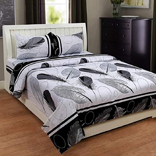 100% Cotton Double BedSheet for Double Bed with 2 Pillow Covers Set, Queen Size Bedsheet Series, 144 TC, 3D Printed Pattern(BZ-3D-BLACKPUNKH-PTH-004)