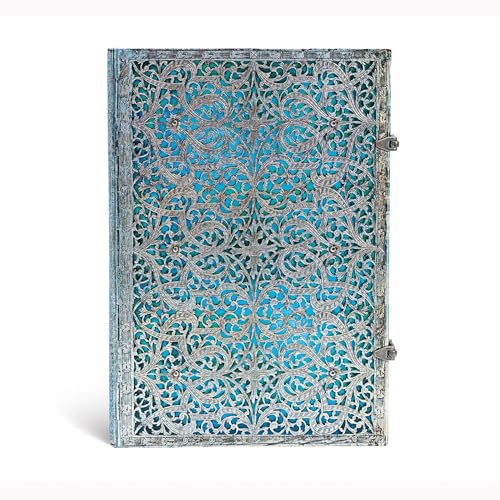Maya Blue Grande Unlined Hardcover Journal, 240pg, 120GSM by Paperblanks (Silver Filigree Collection)