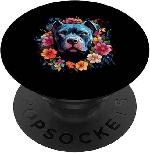 Colorido American Bully Acuarela Arte Mascota Perro Mamá PopSockets Estándar PopGrip