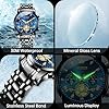OLEVS Mens Watches Black Analog Quartz Band Stainless Steel Blue Face Chronograph Men's Wrist Watch Classic Roman Numerals Dress Watches for Men Luxury Diamond Luminous Waterproof Watch for Mens #4
