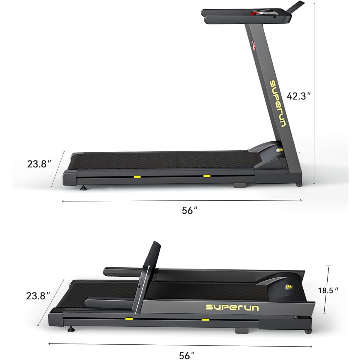 50/mo Finance Superun Folding Treadmills for Home, 3HP Treadmill
