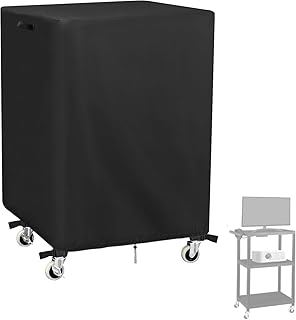 Kingling AV Cart Cover, Waterproof Rolling Media Cart Cover for Multi-Functional Media Carts/Metal Computer Presentation Stand with Wheels Heavy Duty Protection - 24"L x 18"W x 40"H (Black)