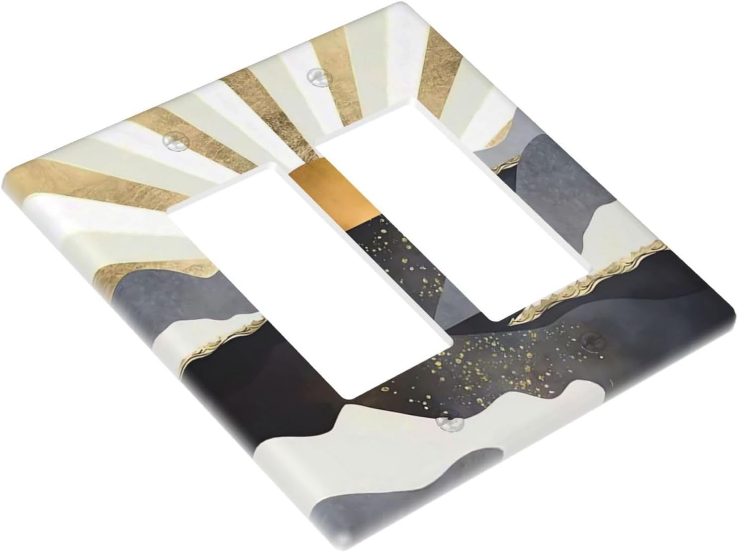 Mid Century Abstract Boho Sun Decorative Double Rocker Light Switch Plates 2 Gang Outlet Covers Wall Plate Electrical Switchplate Faceplate for Bathroom Home Aesthetic Decor Accessories