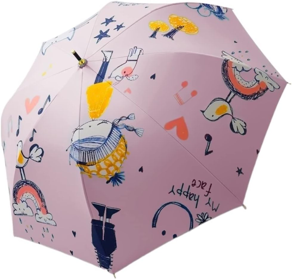 Portable Umbrella for Travel Long-Handled Umbrella Large Sunshade Sunscreen Sun Umbrella for Men and Women Umbrella Outdoor(Pink)