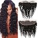 QTHAIR 10A Ear To Ear 13x4 Deep Wave Frontal Closure Brazilian Hair(12",Natural Black) Brazilian Deep Wave Frontal Closure Top Swiss Lace Frontal Closure With Baby Hair Brazilian Virgin Human Hair