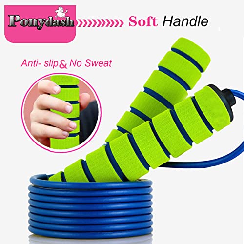 Ponydash Jump Rope for Kids, 2 Pack Kids Jumping Rope Lightweight &Adjustable &Durable jumping rope for Fitness-Speed Jump Rope for Women Men Youth, Foam Grips Handles for, Workout