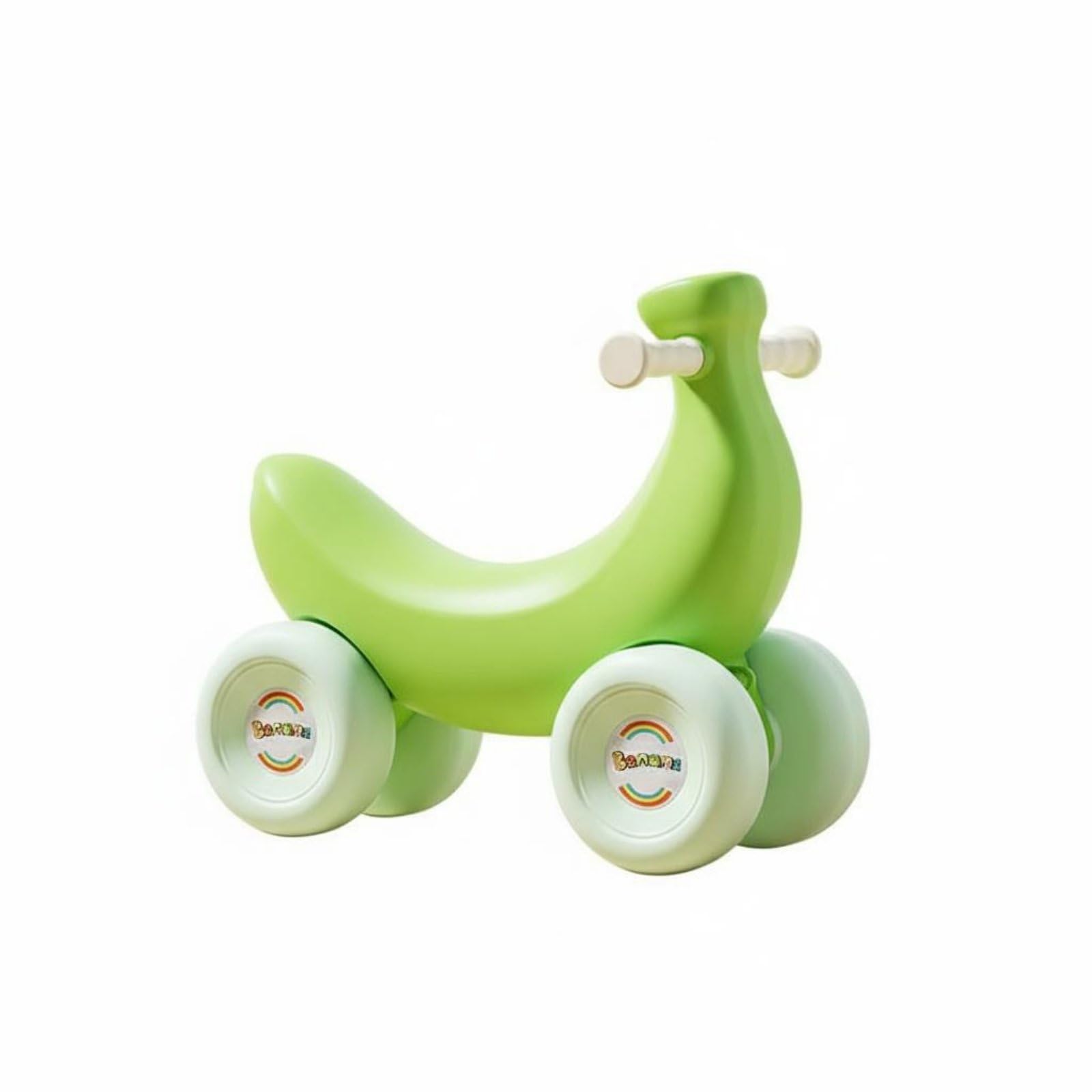 Cavallo a Dondolo per Bambini con Struttura Stabile a Ruote E Forma Originale a Banana in Plastica Robusta Adatta per Sviluppare Equilibrio E Divertimento, Verde